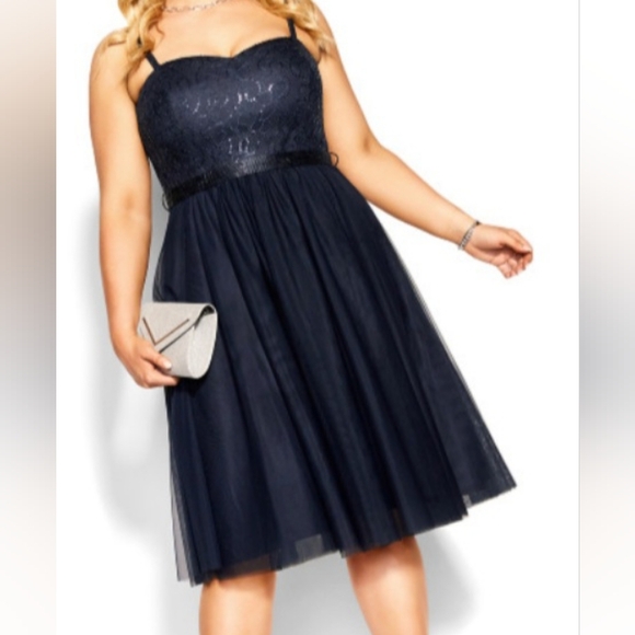 NWT City Chic Sequined Dark Navy Blue Dress Size L (20) - Picture 10 of 10